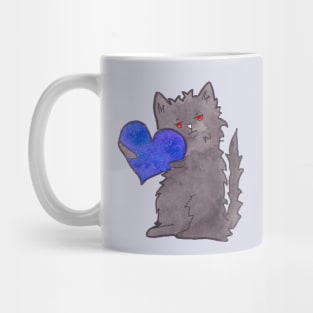 Black cute cat (Kuroo) with Heart Mug